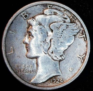 XFXF Better Date 1924-D Mercury Dime, Unaltered Surfaces