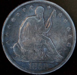1858-O Seated Half Dollar, VG, Details