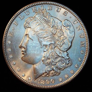 Uncirculated 1890-P Morgan Silver Dollar, Near Full Luster