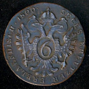 1800-E Austria 6 Kreuzer Franz II, Slightly Scarcer Transylvania Mintage