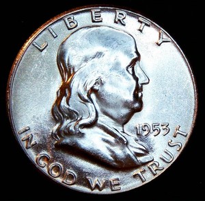Gem Uncirculated Semi Key 1953-P Franklin Half Dollar, Full Luster