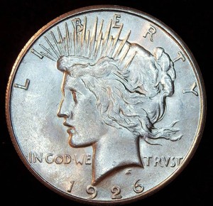 AU 1926-S Peace Dollar