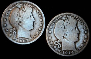 Better Date 1914-S Barber plus 1907-D Half Dollars, Good