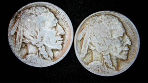 1913-P Buffalo Nickels Type 1 and Type 2