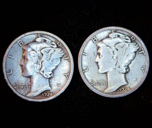 1924 Philly & San Fran Mercury Dimes