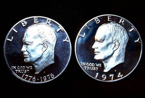 1974 & 1976 San Fran Clad Proof Ike Dollars