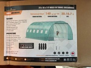 20 x 10 x 7 Ft  Walk-In Tunnel Greenhouse