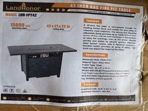 42 Inch Gas Fire Pit Table