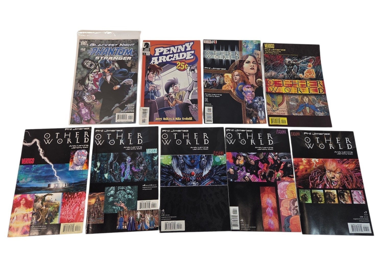 Lot of 9 Comics Vertigo Otherworld #1-7 Phil Jimenez  Phantom Stranger #42 Penny Arcade