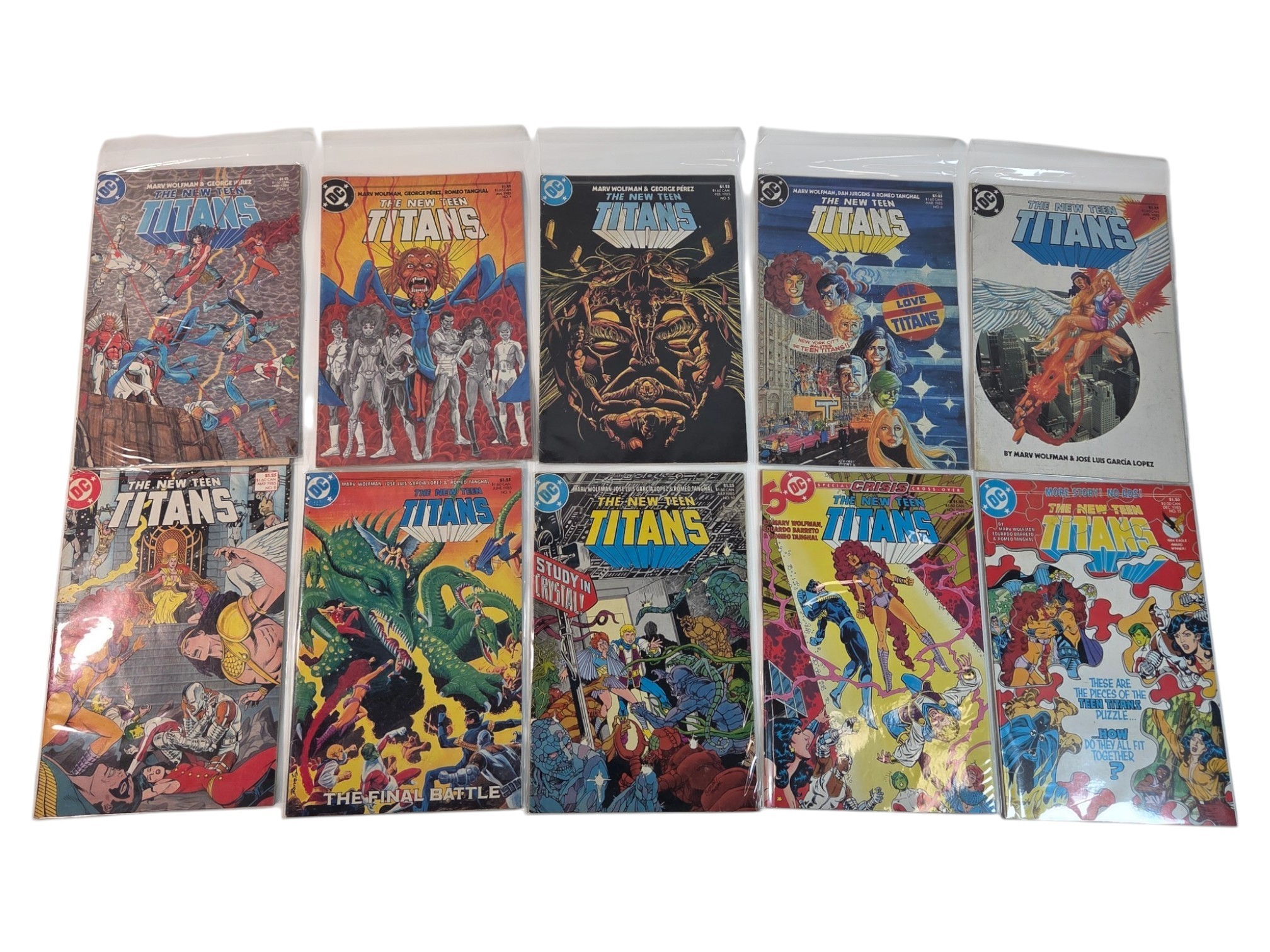 Lot of 10 DC The New Teen Titans #3-10, #14-15 1984-85 Wolfman Perez