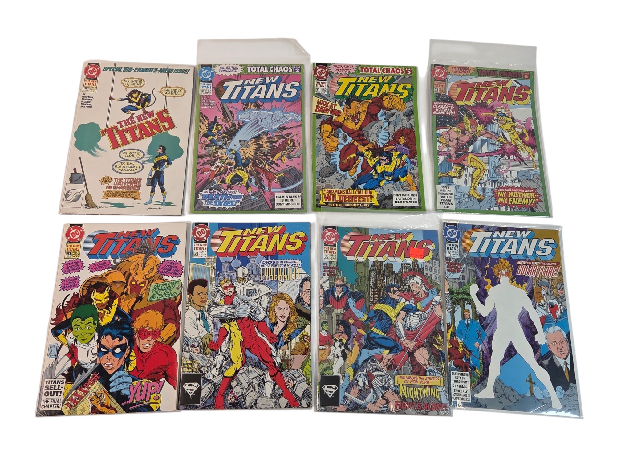 Lot of 8 DC The New Titans #89-96 Complete Consecutive Run Total Chaos Nightwing