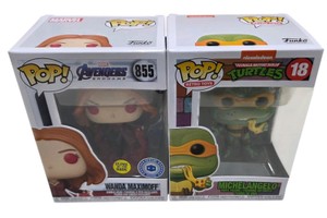 Lot of 2 Funko Pop Wanda Maximoff #855 & TMNT Michelangelo #18 Vinyl Figures