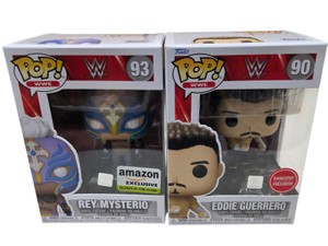 Lot of 2 Funko Pop WWE Rey Mysterio #93 & Eddie Guerrero #90 Vinyl Figures