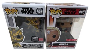 Lot of 2 Funko Pop Star Wars Nightbrother #457 Gaming Greats & Omega #448  Vinyl Figures