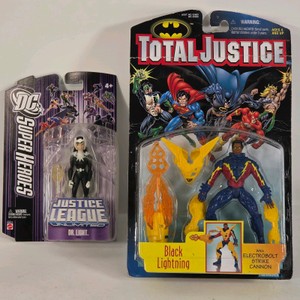 Lot of 2 DC Comics Action Figures - Total Justice Black Lightning & Justice League Figure