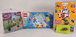 Lot of 4 Kids Toys & Games - SEMBO 12-in-1 Building Blocks, Friends Set, To The Top & Die-Cast Car
