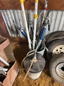 Mobile Barrel full of Hand Crank Pumps - Most Require New Seals, Some Work