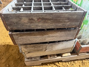 Four Vintage Wood Pop Bottle Carriers