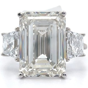 12.42 Carat Diamond Emerald & Trapezoid Three-Stone Ring in 14k White Gold $19,995 Retail VIDEO