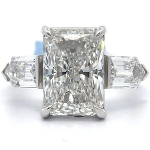 6.52 Carat Diamond Radiant & Shield Cut Three-Stone Ring in 14k White Gold Retail $10,650 VIDEO