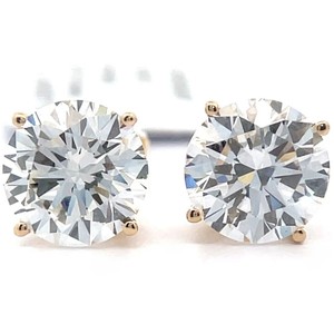 4.05 Carat Diamond Round Solitaire Stud Earrings in 14k Yellow Gold w EGL Report VIDEO