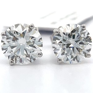 3.06 Carat Diamond Round Solitaire Stud Earrings in 14k White Gold w EGL Report VIDEO