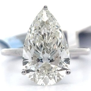 5.60 Carat Diamond Pear-Shaped Solitaire Ring in 14k White Gold $7,995 Retail VIDEO