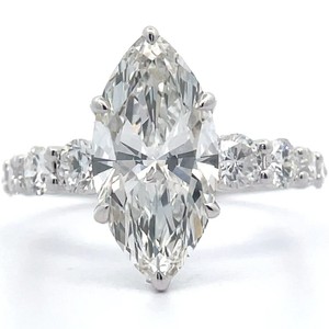 NEW 4 Carat Marquise Diamond & Round Brilliant Half Eternity Ring in 14k White Gold w IGI Report VIDEO