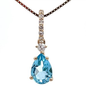 0.83 Carat Natural Blue Topaz Pear & Diamond Drop Pendant in 14k Yellow Gold VIDEO