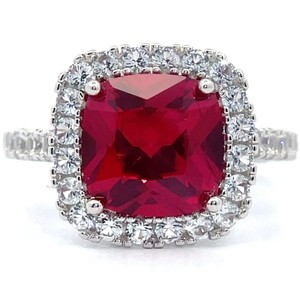 Ruby & White Sapphire Basket Halo Ring VIDEO