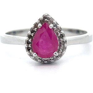 Natural Ruby & Natural Diamond Pear Halo Ring VIDEO