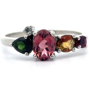 Natural Gemstone & Diamond Cluster Ring VIDEO