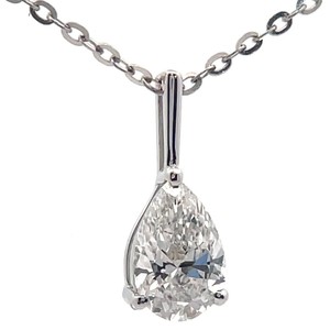Classic 0.50 Carat Diamond Pear Solitaire Drop Pendant Necklace VIDEO