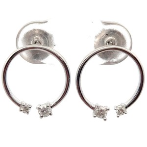 Modern 0.14 Carat Natural Diamond Open Circle Hoop Front-Facting Earrings VIDEO