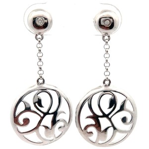 Natural Diamond Open Concentric Filigree Medallion Drop Earrings VIDEO