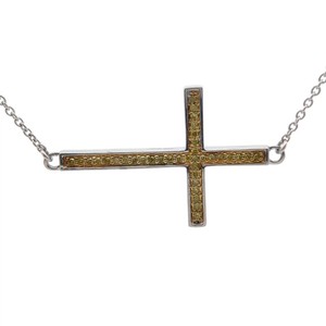 Natural Fancy Yellow Diamond Sideways Cross Layering Necklace VIDEO