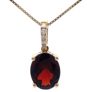 2 Carat Red Garnet & Natural Diamond Pendant in 14k Yellow Gold VIDEO