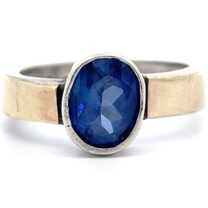 Oval Cut Blue Spinel Bezel Solitaire Ring VIDEO
