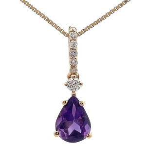 0.68 Carat Amethyst & Natural Diamond Pendant in 14k Yellow Gold VIDEO