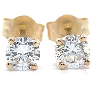 0.50 Carat Diamond Round Solitaire Stud Earrings in 14k Yellow Gold VIDEO
