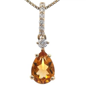 0.66 Carat Natural Citrine & Natural Diamond Pendant in 14k Yellow Gold VIDEO