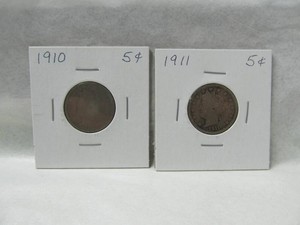 1910 & 1911 Liberty Head V Nickel