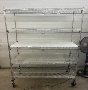 MSRP $2,000 Metro Super Erecta Heavy-Duty 5-Tier Commercial Mobile Wire Shelving Storage Cart, LARGE 60W x 24D x 68H, Adjustable Shelves, Rolling Casters, Medical, Warehouse, Restaurant, Retail &amp Stockroom