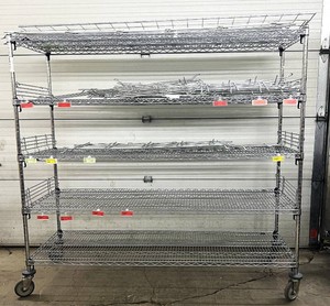 MSRP $3,500 Metro Super Erecta Heavy-Duty 5-Tier Mobile Supply &amp Inventory Storage Cart, HUGE 6-Ft Wide 72W x 24D x 68H, LARGE LOT Adjustable Wire Dividers &amp Shelf Containment, Rolling Casters, Medical, Pharmacy, Warehouse &amp Stockroom