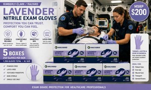 MSRP $200 HALYARD LAVENDER NITRILE EXAM GLOVES XL, 5 BOXES X 250 (1,250 TOTAL), HEALTHCARE PROFESSIONAL PREFERRED, SUPERIOR COMFORT, EXCELLENT TACTILE SENSITIVITY, REDUCES HAND FATIGUE, LATEXPOWDER-FREE, MEDICAL, DENTAL, VET, LAB, EMS &amp SALON USE