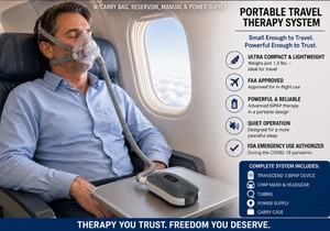 MSRP $950 TRANSCEND 3 BIPAP PORTABLE TRAVEL THERAPY SYSTEM, FDA EMERGENCY USE AUTHORIZED DURING COVID-19 PANDEMIC, FAA APPROVED, ULTRA COMPACT &amp LIGHTWEIGHT, NEW OPEN BOX, POWER SUPPLY, TUBING, CARRY CASE&nbsp