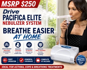 MSRP $250 New Drive Medical Pacifica Elite Professional Piston Compressor Nebulizer System  Quiet High-Efficiency Respiratory Therapy, Compact Lightweight Portable, Complete Accessory Kit Included, Ideal For Asthma, COPD &amp Breathing Treatments