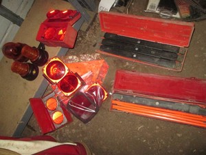 Emergency roadside flare kits, trailer lights, battery powered warning beacon lights and lens covers
