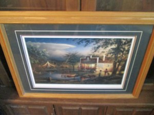 Summertime childhood memories of dandelions and fishing framed, signed and numbered print by Teri Redlin