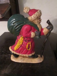 Vintage cast iron Santa Claus wall decor approx 10in